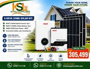 5.5KVA Solar Full Kit System with 8×650W Jinko Solar Panels, Must Hybrid Inverter & 5.12KWh Lithium Battery – Complete Premium Energy Solution