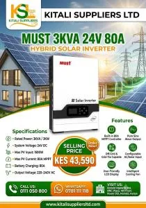 Must 3KVA 24V 80A Solar Hybrid Inverter – Smart Power Backup Solution for Home & Off-Grid Systems