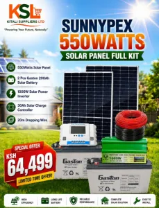 Sunnypex 550W Complete Solar Power Kit with 2 × 200Ah Gaston Batteries, 1000W Inverter & 30A Charge Controller