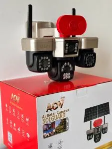 V720 (AOV 4-Lens) 4G Solar PTZ Security Camera – 3 Automatic PTZ Lenses, 1 Bullet Lens, 24,000mAh Battery & 8W Solar Panel