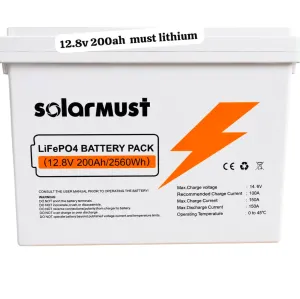Solarmust 12.8V 200Ah 2560Wh LiFePO4 Lithium Battery – High-Capacity Solar & Backup Energy Storage