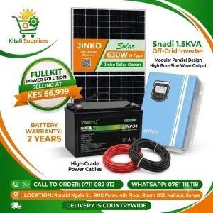Kitali 630W Solar Full Kit with Snadi 1.5KVA Off-Grid Inverter & 100Ah LiFePO4 Battery