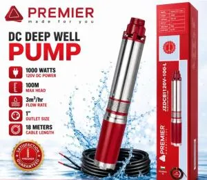 Premier 1000W 120V DC Deep Well Solar Submersible Pump – 100M Head, 3m³/hr