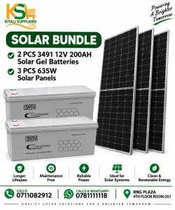 3491 200Ah Gel Batteries + 4× 635W Solar Panels – Complete Solar Power Package