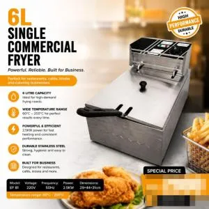 6 Litres Single Commercial Electric Deep Fryer