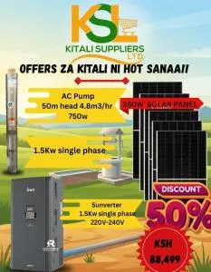 Complete Solar Pumping System Kit (750W AC Pump, 1.5kW Sunverter & 350W Solar Panels) – Kitali Suppliers Ltd