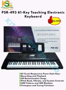 PSR-493 61-Key Teaching Electronic Keyboard – Touch-Responsive Digital Piano for Learning & Performance