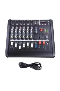 Omax 6-Channel Professional Power Mixer – High-Performance Audio Mixing Console with Built-In Amplifier