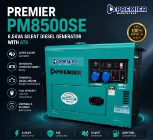 Premier 8.5KVA Silent Diesel Generator – Electric Start