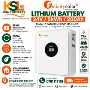 Felicity Solar 24V / 5kWh / 200Ah LiFePO4 Lithium Battery