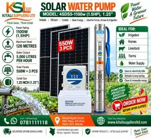 1100W 1.5HP Solar Water Pump Kit – Efficient Solar-Powered Water Pumping System