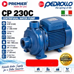 Pedrollo CP 230C 4HP Centrifugal Water Pump – Made in Italy | Brand New