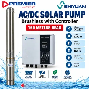 Shiyuan 2200W Solar Borehole Pump – 160m Max Head | 6.5m³/h Flow