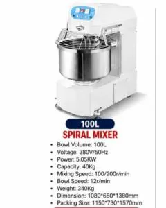 100L Spiral Dough Mixer – Heavy-Duty Commercial Mixer for Bakeries, Hotels & Restaurants
