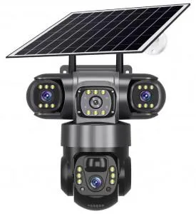 Triple-Lens 4G Solar PTZ Security Camera (Triple-Screen Outdoor Surveillance)