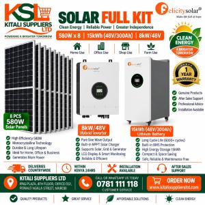Felicitysolar Complete Solar Full Kit: 8x 580W Panels + 8kW/48V Inverter + 15kWh (48V 300Ah) Lithium Battery