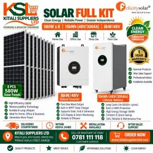 Felicitysolar Complete Solar Full Kit: 8x 580W Panels + 8kW/48V Inverter + 15kWh (48V 300Ah) Lithium Battery