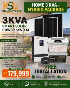 3KVA Hybrid Solar Power System – Complete Home Solar Package with 2 × 550W Panels & 2 × 200Ah Batteries