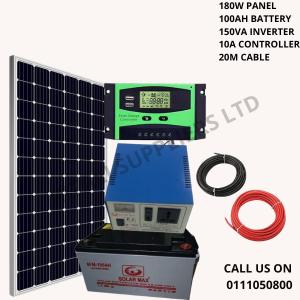 180w Africel solar panel 100ah battery 150va inverter 20m cable 10a controller