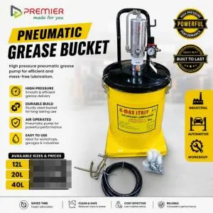 Premier Pneumatic Grease Bucket 12L – High Pressure Air Operated Grease Lubricator