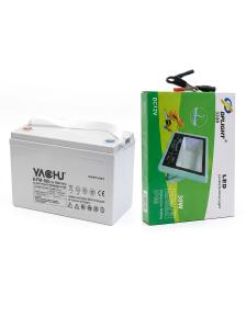 YACHU 12V 100Ah Gel Battery + DPLIGHT 30W Outdoor LED Floodlight Bundle