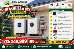 Mashujaa Day Mega Deal – Complete Deye 5kW Lithium Solar System at KSh 249,999