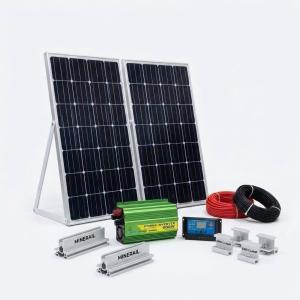 Complete Portable Off-Grid Solar Power System Kit – Dual Solar Panels, 600W Power Inverter, Charge Controller, Mounting Rails & Cables