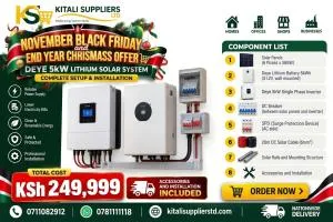Deye 5kW Hybrid Solar System with 5kWh Lithium Battery, 6 × 585W Solar Panels and Installation