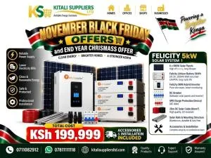 Felicity 5kW Hybrid Solar System with 5kWh Lithium Battery, 6 × 585W Solar Panels and Installation
