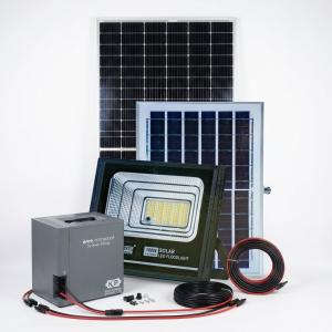 Complete Off-Grid Solar Power System with 100W LED Floodlight and [cite: Capacity] Portable Battery